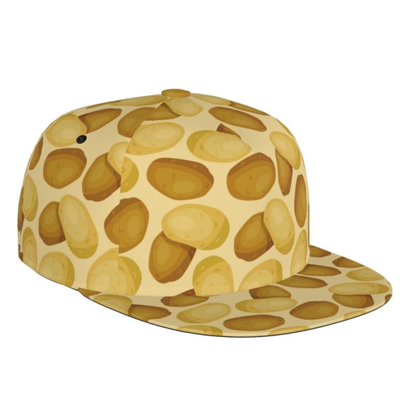 Flat Bill Trucker Hats for Women Men - Potato print Adjustable Flat Baseball Cap Snapback Hats Dad Hats for Men