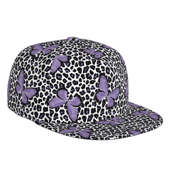 Flat Bill Trucker Hats for Women Men - Purple Butterflies Adjustable Flat Baseball Cap Snapback Hats Dad Hats for Men