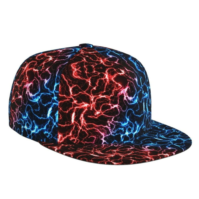 Flat Bill Trucker Hats for Women Men Red And Blue Lightning Adjustable Flat Baseball Cap Snapback Hats Dad Hats for Men Walmart