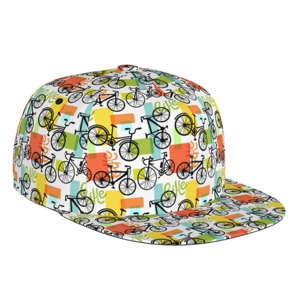 Flat Bill Trucker Hats for Women Men - Retro Bike Adjustable Flat Baseball Cap Snapback Hats Dad Hats for Men