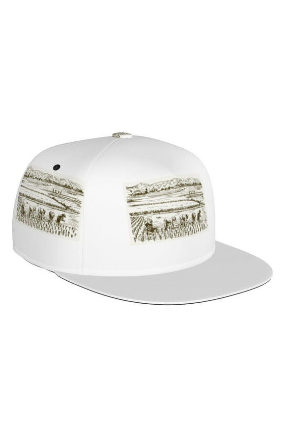 Flat Bill Trucker Hats for Women Men - Rice Harvest Adjustable Flat Baseball Cap Snapback Hats Dad Hats for Men