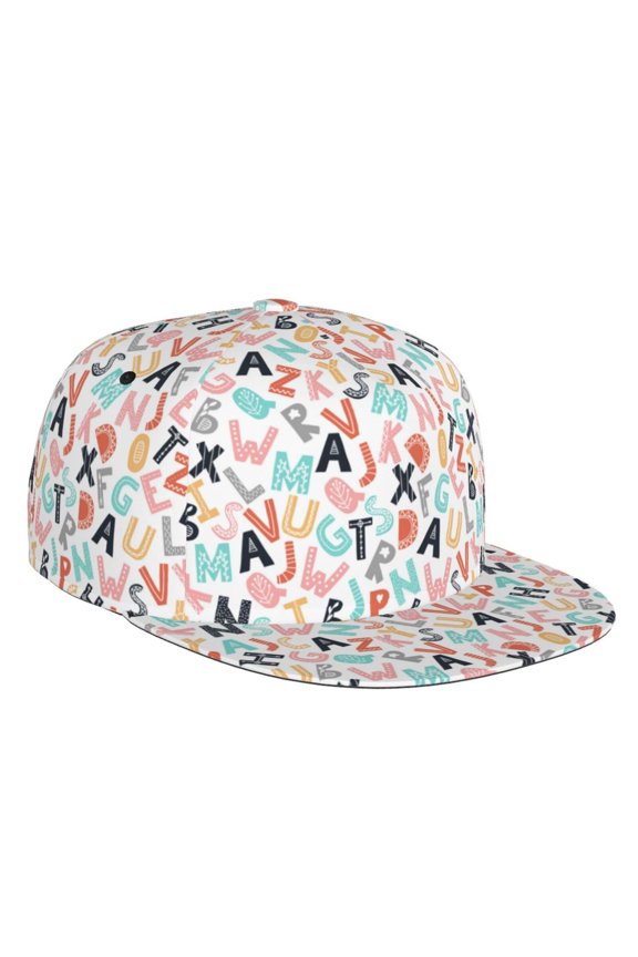 Flat Bill Trucker Hats for Women Men - Scandinavian Alphabet1 Adjustable Flat Baseball Cap Snapback Hats Dad Hats for Men