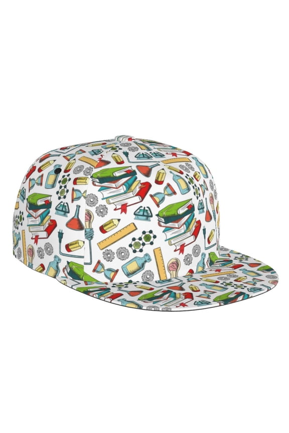 Flat Bill Trucker Hats for Women Men - School season book Adjustable Flat Baseball Cap Snapback Hats Dad Hats for Men