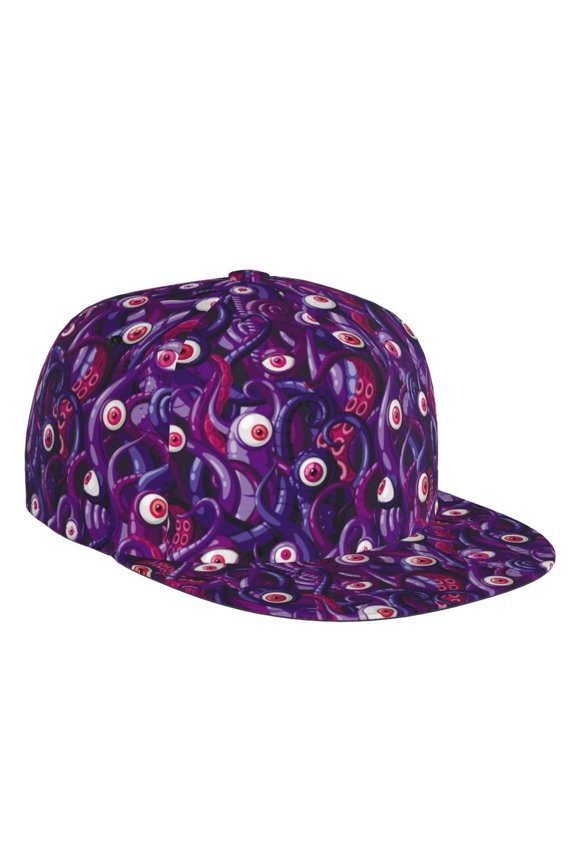 Flat Bill Trucker Hats for Women Men - Space eye Pattern Adjustable Flat Baseball Cap Snapback Hats Dad Hats for Men