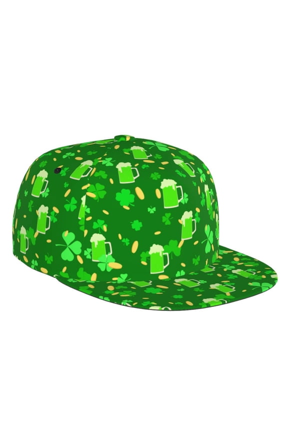 Flat Bill Trucker Hats for Women Men - St Patrick's Day2 Adjustable Flat Baseball Cap Snapback Hats Dad Hats for Men