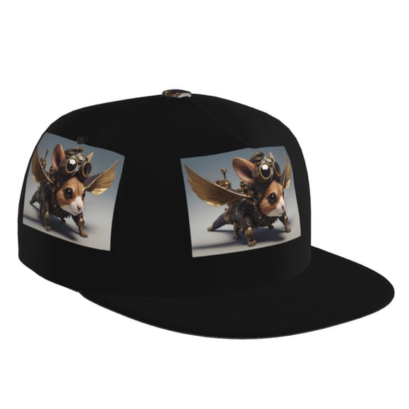 Flat Bill Trucker Hats for Women Men - Steampunk Squirrel Pilot Adjustable Flat Baseball Cap Snapback Hats Dad Hats for Men