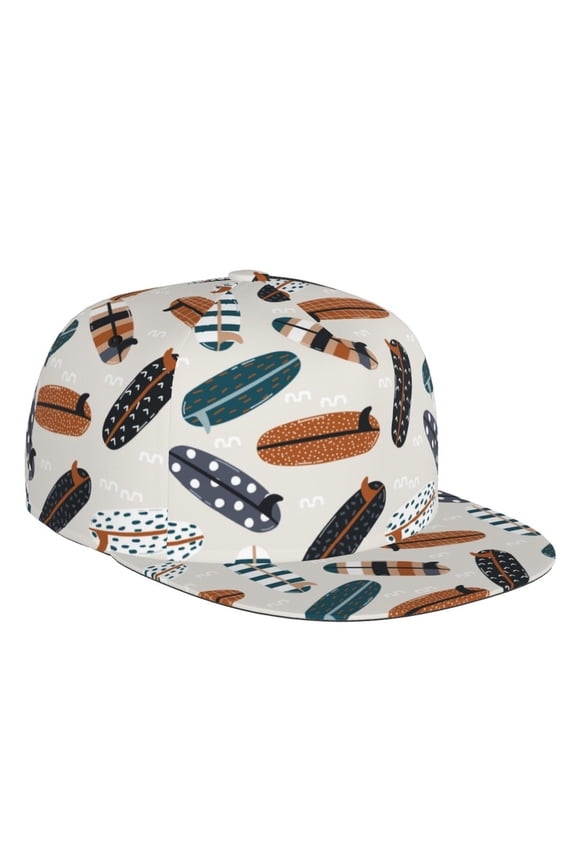 Flat Bill Trucker Hats for Women Men - Summer surf boards Adjustable Flat Baseball Cap Snapback Hats Dad Hats for Men