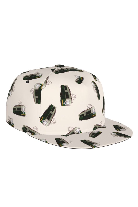 Flat Bill Trucker Hats for Women Men - Train Pattern Modern Adjustable Flat Baseball Cap Snapback Hats Dad Hats for Men