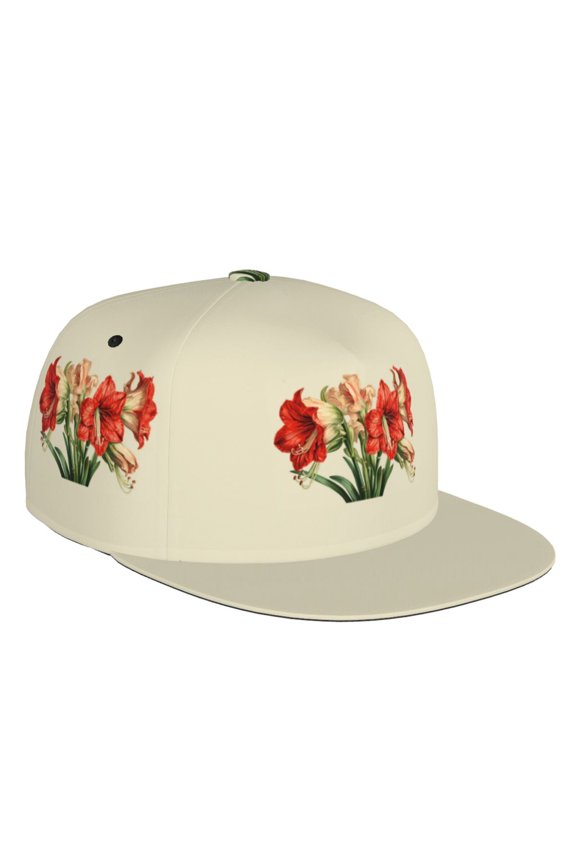 Flat Bill Trucker Hats for Women Men - Vibrant Amaryllis Flowers Adjustable Flat Baseball Cap Snapback Hats Dad Hats for Men