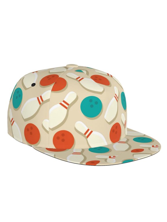 Flat Bill Trucker Hats for Women Men - Vintage Bowling Adjustable Flat Baseball Cap Snapback Hats Dad Hats for Men
