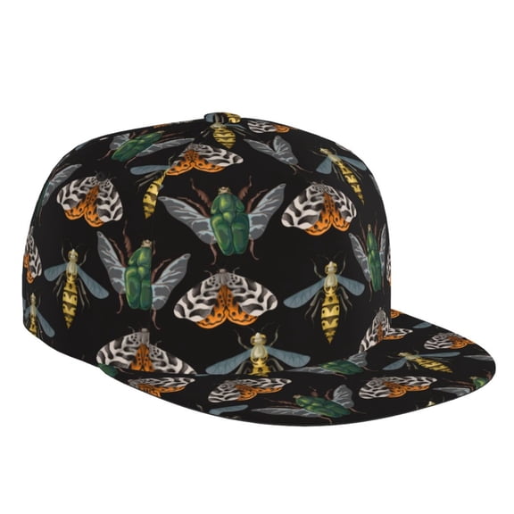 Flat Bill Trucker Hats for Women Men - Wasp Cockchafer Butterfly Adjustable Flat Baseball Cap Snapback Hats Dad Hats for Men