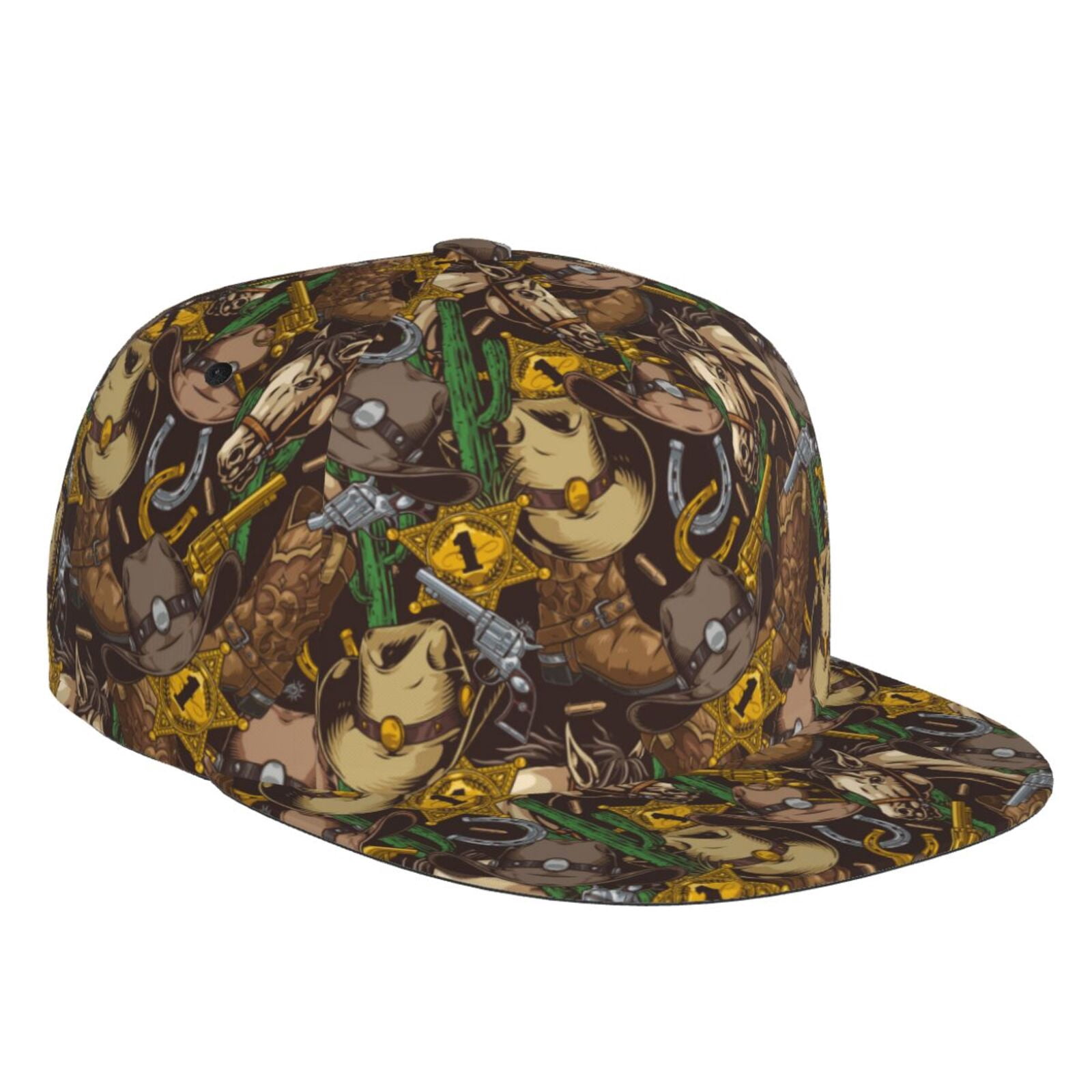 Men's Snapback Hat - Black Customizable Flat Bill Baseball Cap, 100% Cotton - View #2