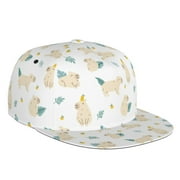 Flat Bill Trucker Hats for Women Men - White Capybaras Adjustable Flat Baseball Cap Snapback Hats Dad Hats for Men