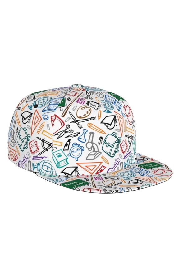 Flat Bill Trucker Hats for Women Men - back to school Adjustable Flat Baseball Cap Snapback Hats Dad Hats for Men