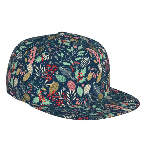 Flat Bill Trucker Hats for Women Men - berry Nuts Leaf Adjustable Flat Baseball Cap Snapback Hats Dad Hats for Men