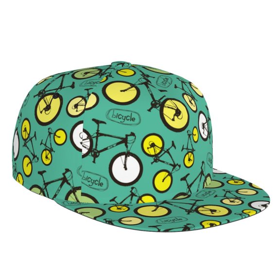 Flat Bill Trucker Hats for Women Men - bicycle Pattern Adjustable Flat Baseball Cap Snapback Hats Dad Hats for Men