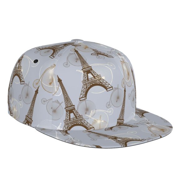 Flat Bill Trucker Hats for Women Men - bike Eiffel Tower Adjustable Flat Baseball Cap Snapback Hats Dad Hats for Men