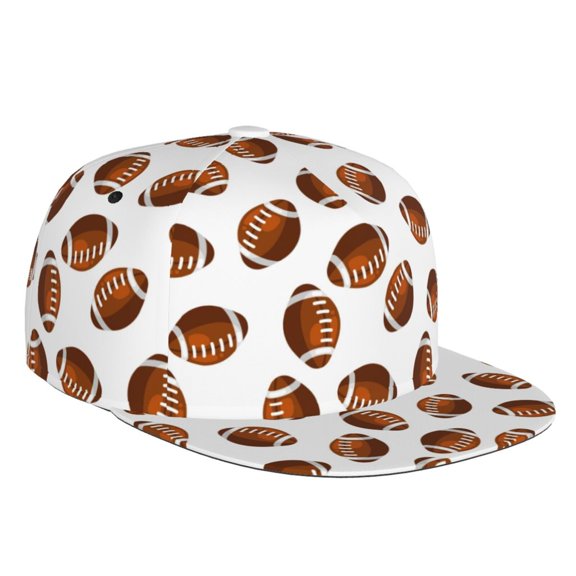 Flat Bill Trucker Hats for Women Men - brown rugby American football Adjustable Flat Baseball Cap Snapback Hats Dad Hats for Men