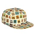 Flat Bill Trucker Hats for Women Men colorful Stamps Pattern