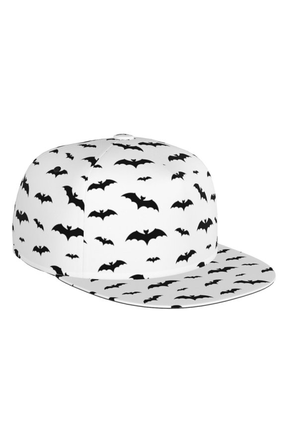 Flat Bill Trucker Hats for Women Men - cool black bats halloween Adjustable Flat Baseball Cap Snapback Hats Dad Hats for Men