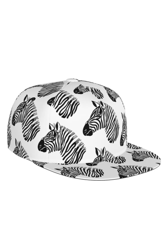 Flat Bill Trucker Hats for Women Men - cool zebra black white Adjustable Flat Baseball Cap Snapback Hats Dad Hats for Men