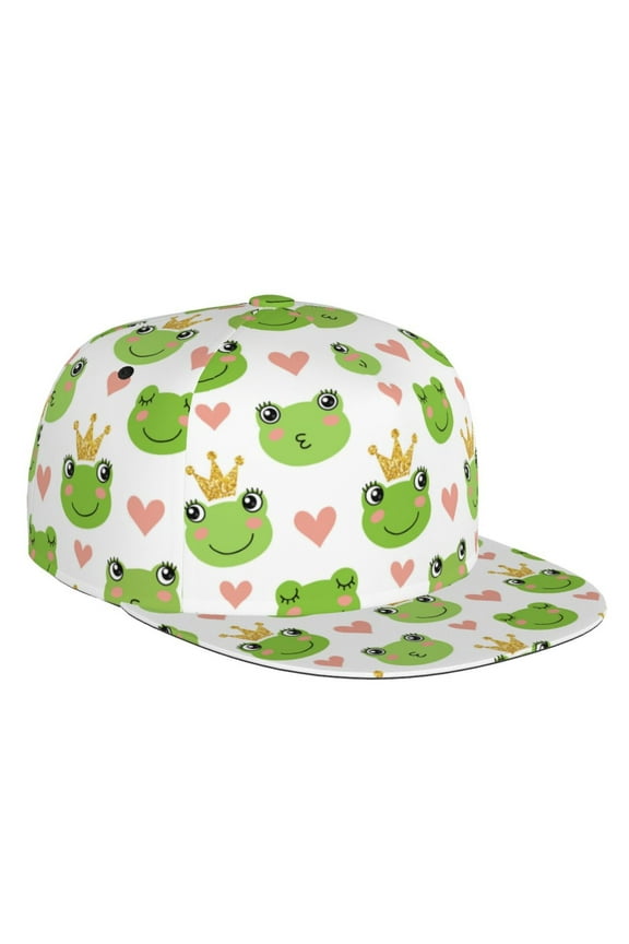 Flat Bill Trucker Hats for Women Men - cute frogs crowns funny Adjustable Flat Baseball Cap Snapback Hats Dad Hats for Men