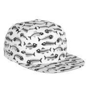 Flat Bill Trucker Hats for Women Men - fish bones Adjustable Flat Baseball Cap Snapback Hats Dad Hats for Men