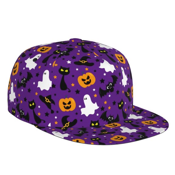 Flat Bill Trucker Hats for Women Men - halloween fun ghost Adjustable Flat Baseball Cap Snapback Hats Dad Hats for Men