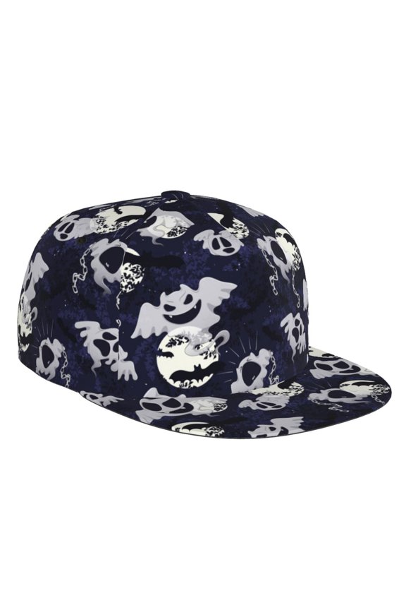 Flat Bill Trucker Hats for Women Men - halloween ghost cute Adjustable Flat Baseball Cap Snapback Hats Dad Hats for Men