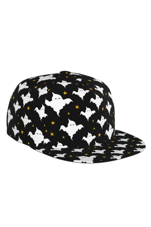 Flat Bill Trucker Hats for Women Men - halloween ghost star Adjustable Flat Baseball Cap Snapback Hats Dad Hats for Men
