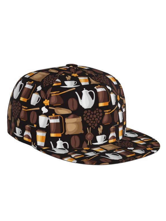 Flat Bill Trucker Hats for Women Men - kettle tea cup Adjustable Flat Baseball Cap Snapback Hats Dad Hats for Men