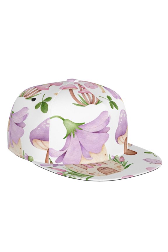 Flat Bill Trucker Hats for Women Men - mushroom fairy house Adjustable Flat Baseball Cap Snapback Hats Dad Hats for Men