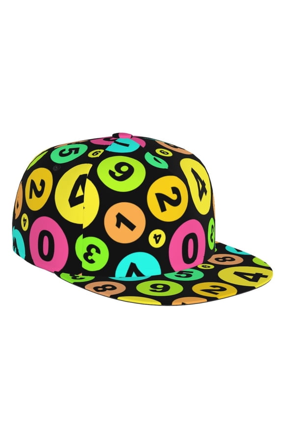 Flat Bill Trucker Hats for Women Men - number colorful Math Print Adjustable Flat Baseball Cap Snapback Hats Dad Hats for Men