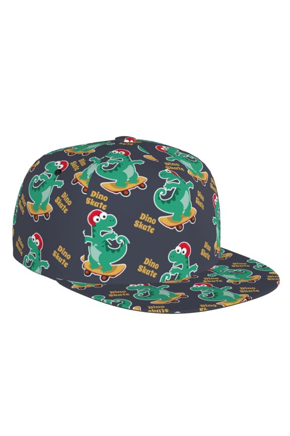 Flat Bill Trucker Hats for Women Men - skate cute Dinosaur Adjustable Flat Baseball Cap Snapback Hats Dad Hats for Men
