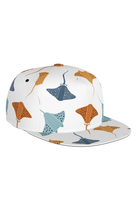 Flat Bill Trucker Hats for Women Men - stingrays cartoon cute Adjustable Flat Baseball Cap Snapback Hats Dad Hats for Men