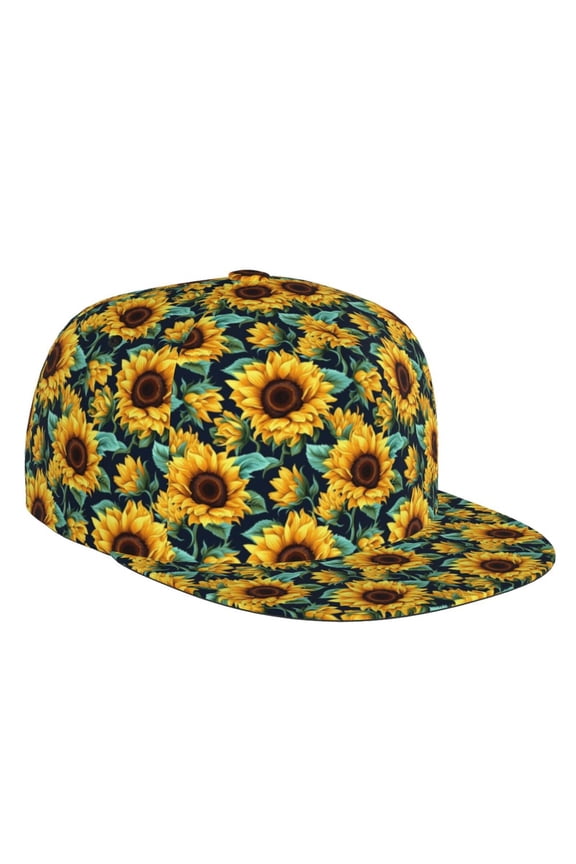 Flat Bill Trucker Hats for Women Men - vintage Sunflowers Aesthetic cute Adjustable Flat Baseball Cap Snapback Hats Dad Hats for Men