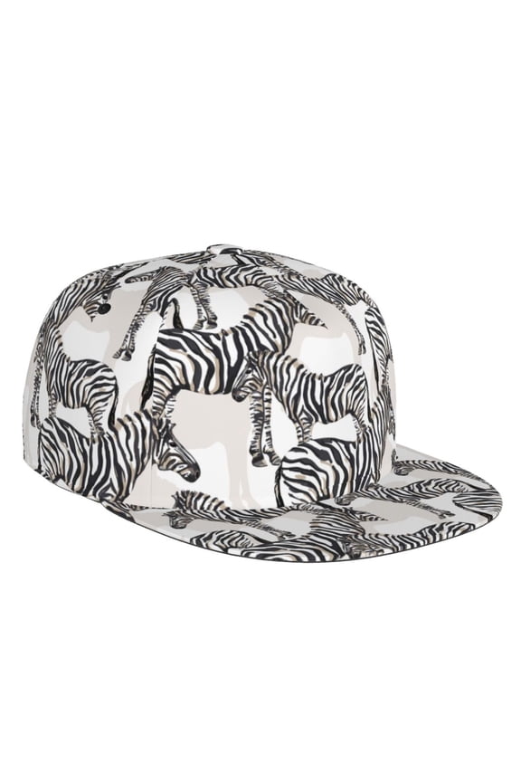 Flat Bill Trucker Hats for Women Men - vintage zebra cool Adjustable Flat Baseball Cap Snapback Hats Dad Hats for Men