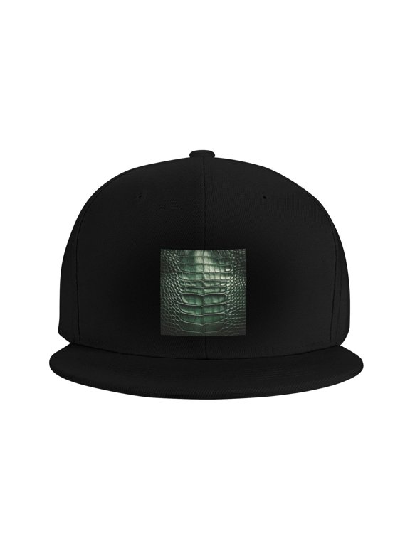 Flat Bill Visor Classic Snapback Hat Alligator Skin Seamless Green Texture Adjustable Baseball Cap for Men Women Black