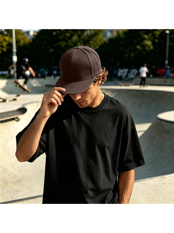 Flat Bill Visor Classic Snapback Hat Blank Baseball Cap (Coffee One Size)