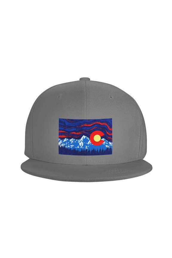 Flat Bill Visor Classic Snapback Hat Colorado Flag Art Adjustable Baseball Cap for Men Women Gray