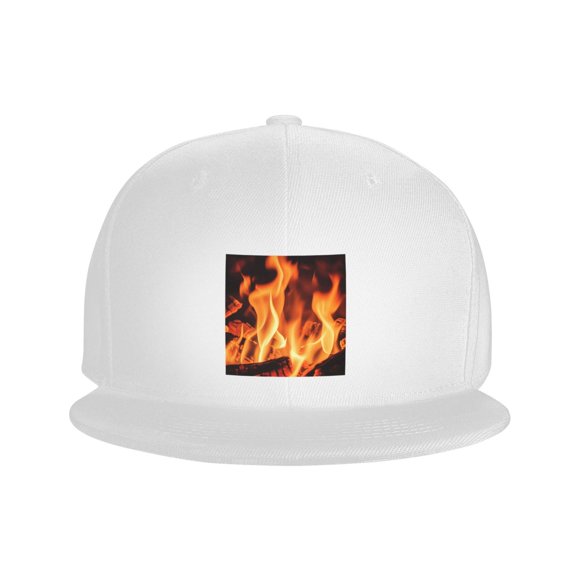 Flat Bill Visor Classic Snapback Hat Colorful Fire Flame Adjustable Baseball Cap for Men Women Black