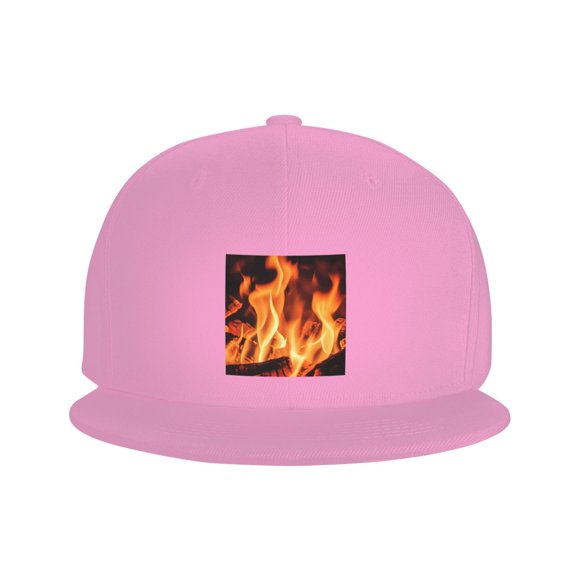 Flat Bill Visor Classic Snapback Hat Colorful Fire Flame Adjustable Baseball Cap for Men Women Pink