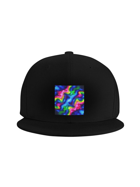 Flat Bill Visor Classic Snapback Hat Colorful Splatter Paint Adjustable Baseball Cap for Men Women Black