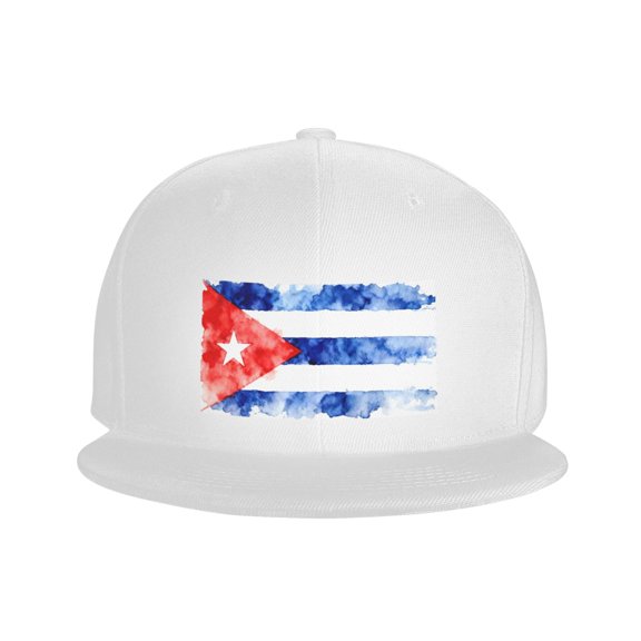 Flat Bill Visor Classic Snapback Hat Cuba Flag Adjustable Baseball Cap for Men Women Black