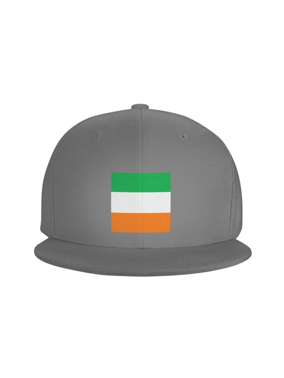 Flat Bill Visor Classic Snapback Hat Flag Of Ireland Adjustable Baseball Cap for Men Women Gray