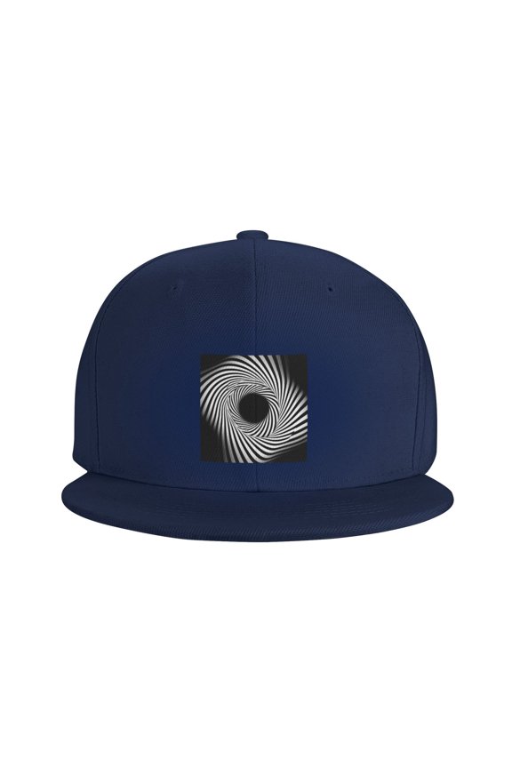Flat Bill Visor Classic Snapback Hat Rotational Motion Illusion Psychedelic Adjustable Baseball Cap for Men Women Navy Blue