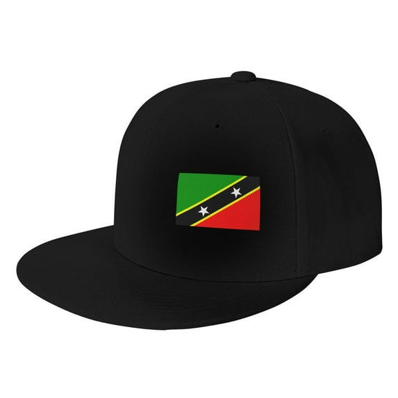 Flat Bill Visor Classic Snapback Hat St.Kitts And Nevis Large Flag Adjustable Style Baseball Cap