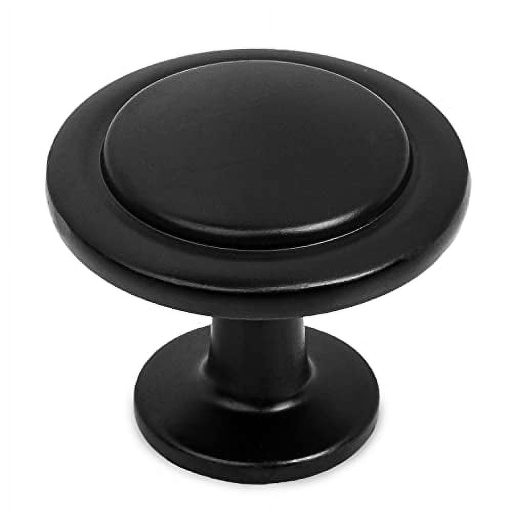 Flat Black Kitchen Knobs 1 1/4 Inch Round Drawer Handles 5