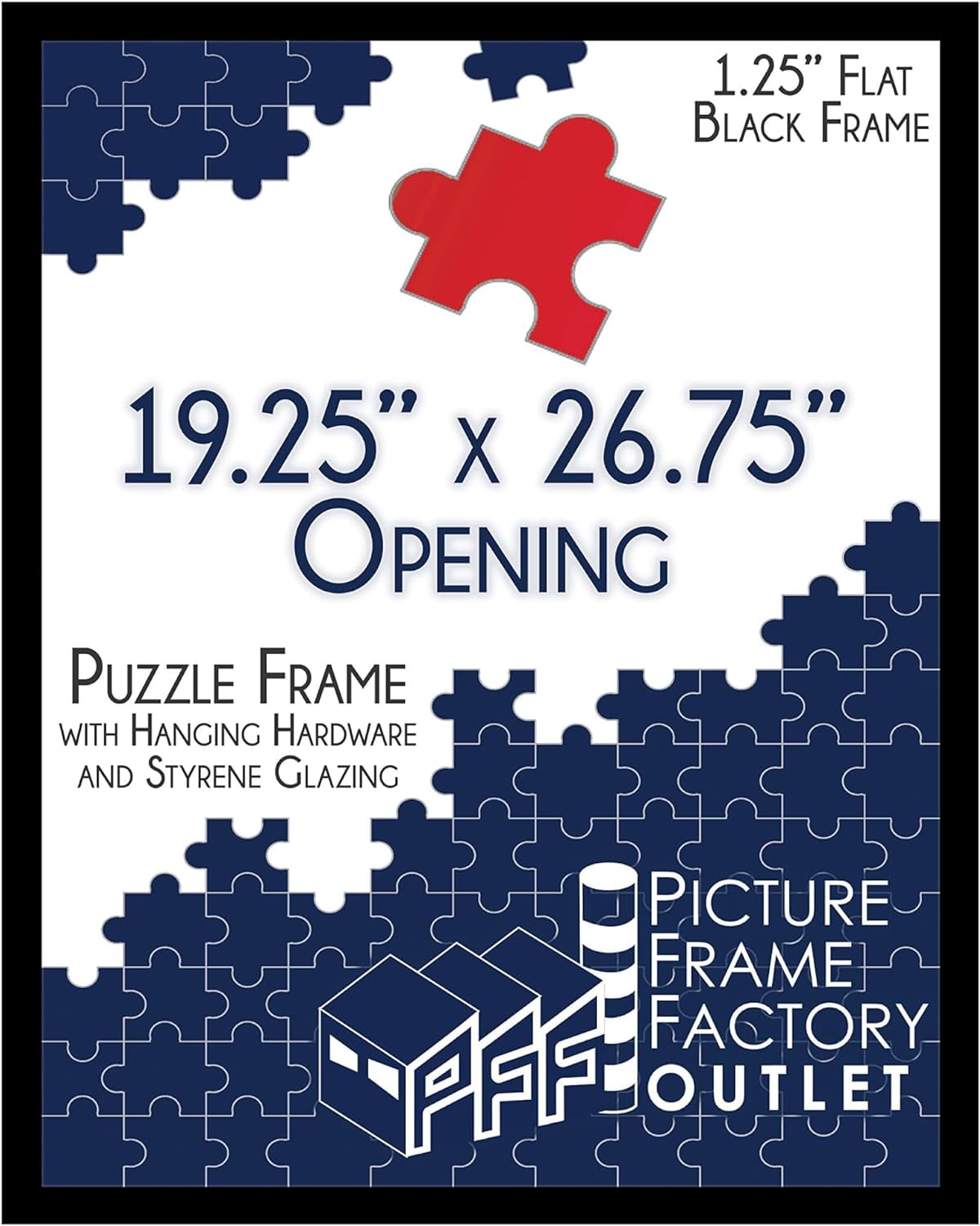 Black Polished Rectangular Wall Puzzle Frame with Plexiglass