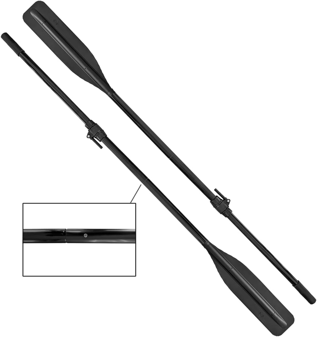 Flat Blade Boat Oars With Oar Locks 2 Pieces Detachable (1 Pair